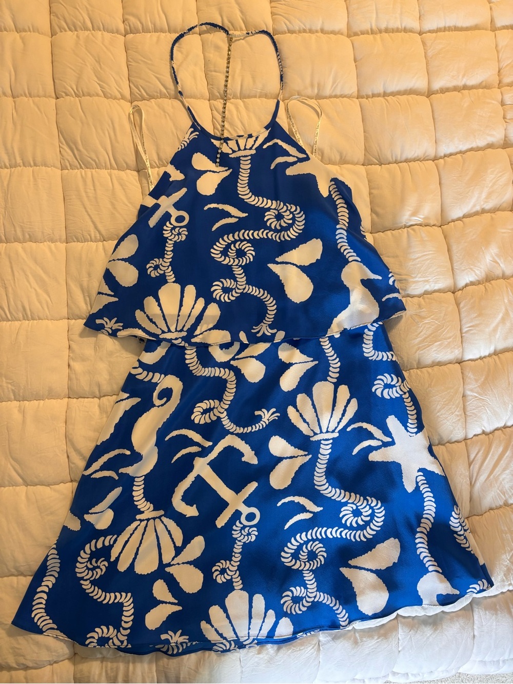 Lilly Pulitzer Blue and White Nautical Shell Print Sundress